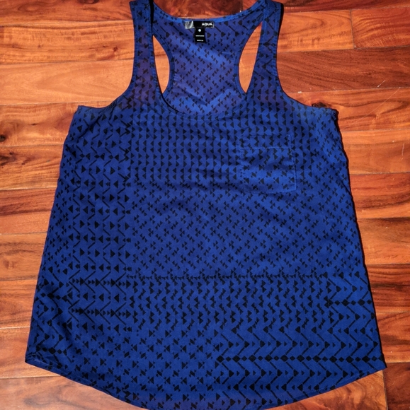 Aqua loose blue tank top with bohemian pattern - Picture 2 of 4